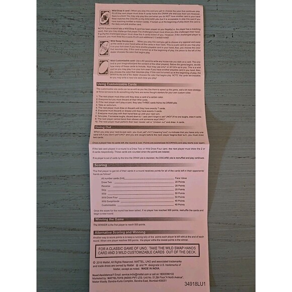 Mattel UNO Classic Card Game With Customizable Wild Cards Age 7+ 2-10 players - Picture 8 of 8